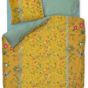 Pip Studio sengetøj - 140x200 cm - Petites Fleurs yellow - Blomstret sengetøj - Vendbar dynebetræk i 100% bomuld