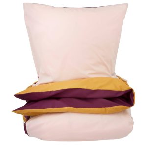 Percale Patchwork sengesæt - rosa/vin/gul